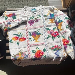 Floral Knit Sweater - Cream Multicolor